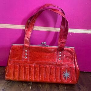 Lux de Ville glitter red handbag with star